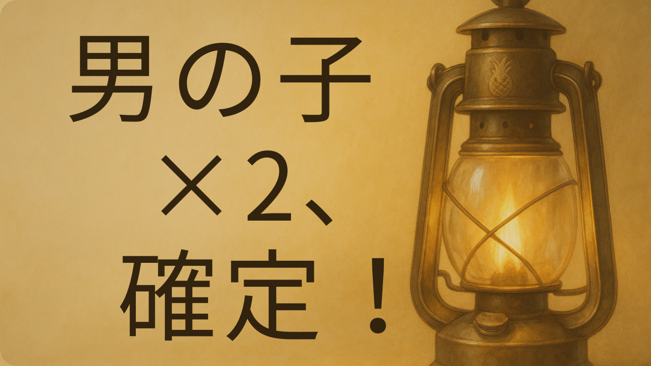 子育てアドベンチャー共通アイキャッチ背景｜双子の性別が判明（男の子2人）